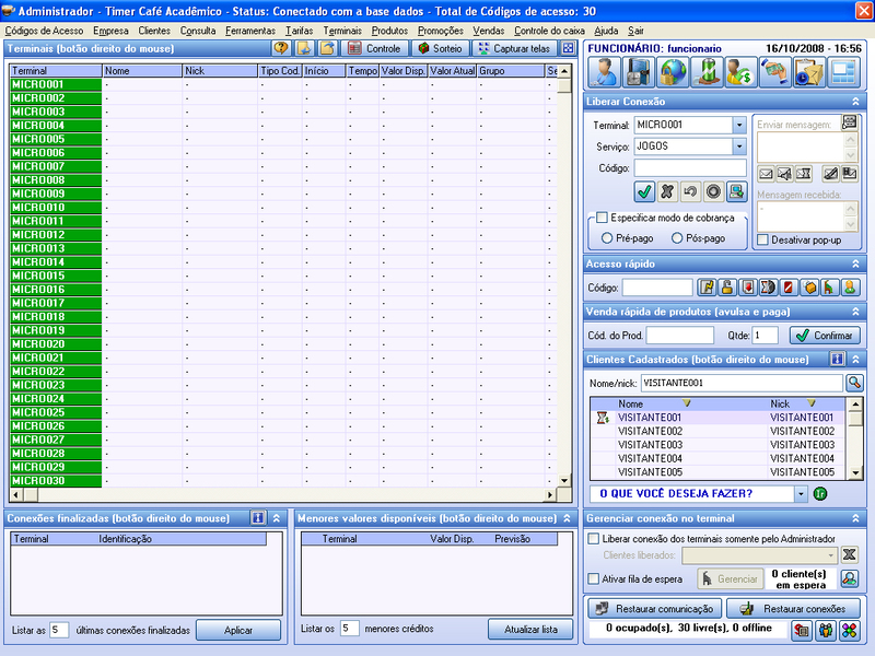 Timer Cafe Lan House Manager Screenshot